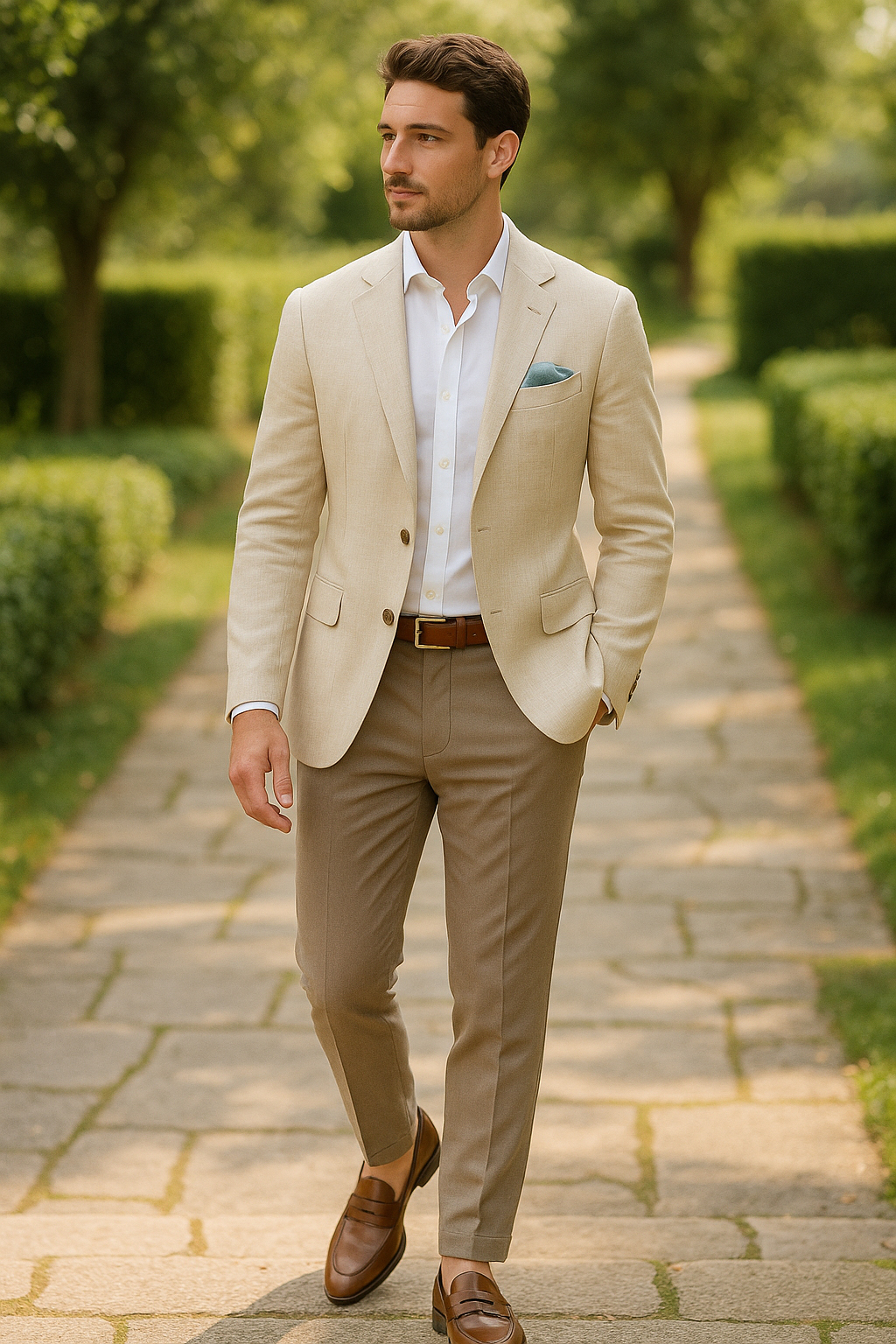 Men’s late-summer wedding guest outfit